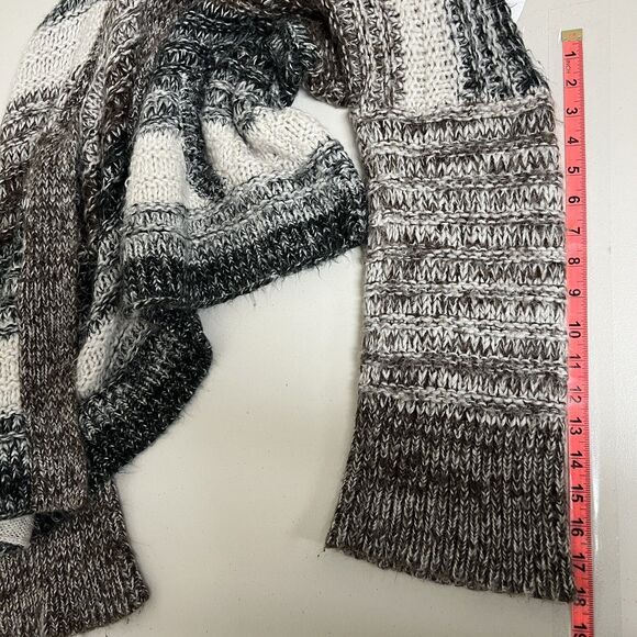 Wooden Ships Lagenlook Cardigan S/M Chunky Knit Striped Mohair Wool Open Front - Picture 9 of 13